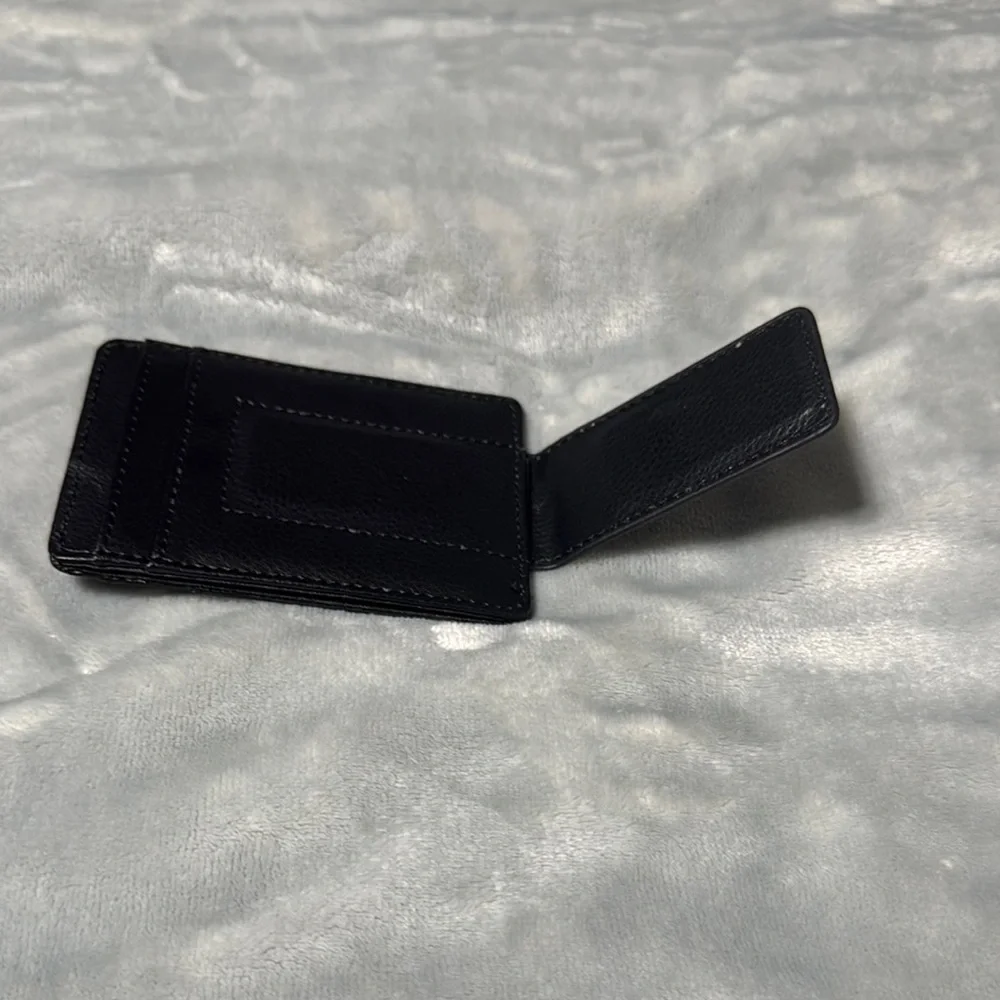 Vintage Black Leather Money Clip